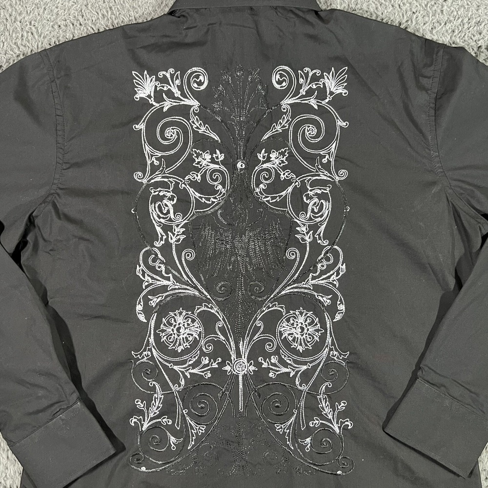 Patroncito Shirt Mens Medium Black Button Up Long Sleeves USA Western - Picture 10 of 12